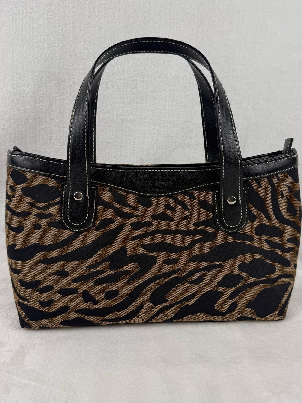 Kate Spade New York Tiger Animal Print Satchel Crossbody Brown Black Bag